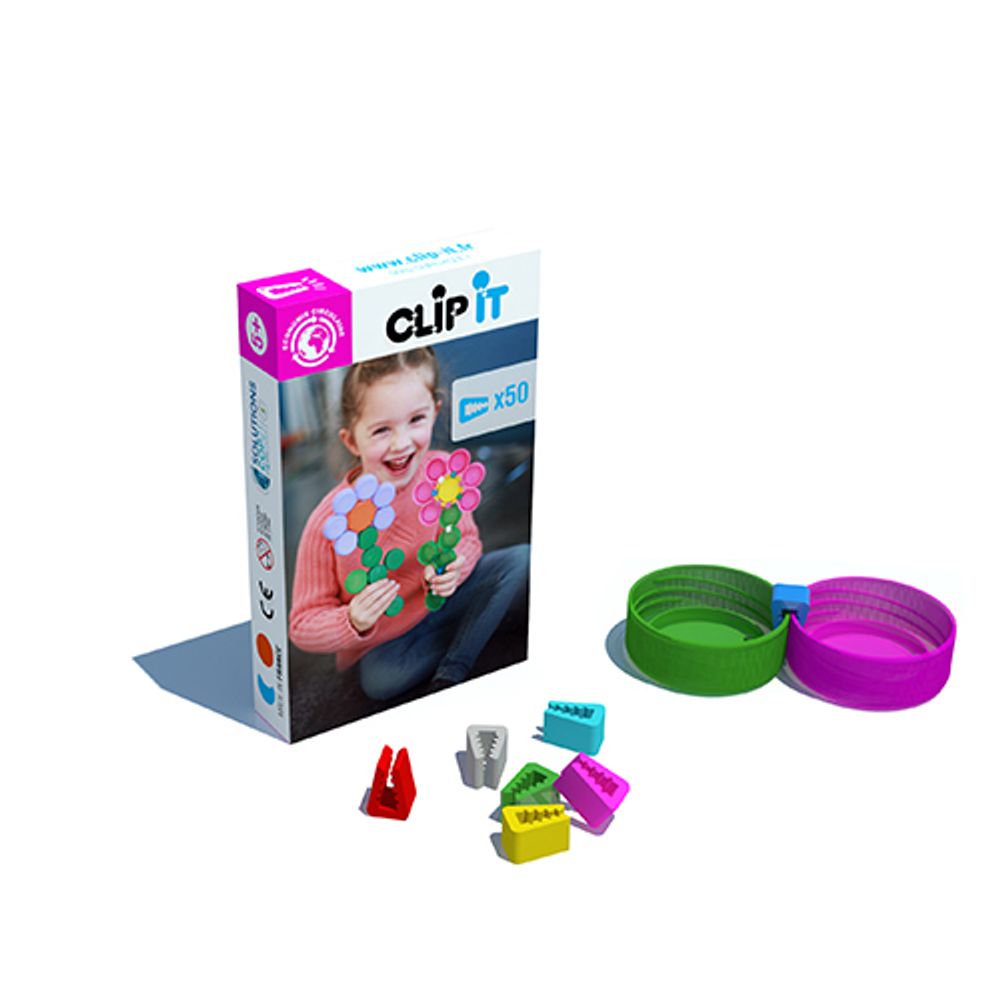 Loisirs créatifs pour enfant - boîte de 50 clips - Fleur - CLIP IT