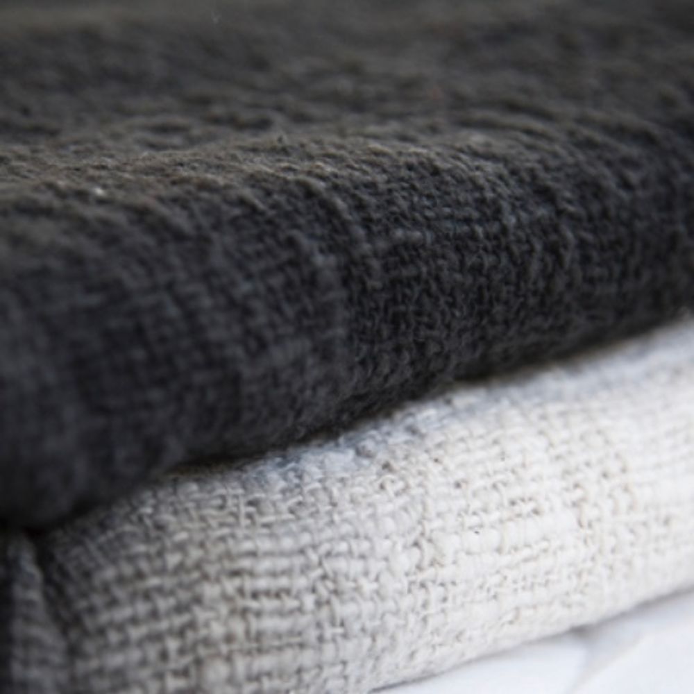 Throw blankets - Hand woven cotton throw / blanket dip dye black - ATELIER MCDANIEL