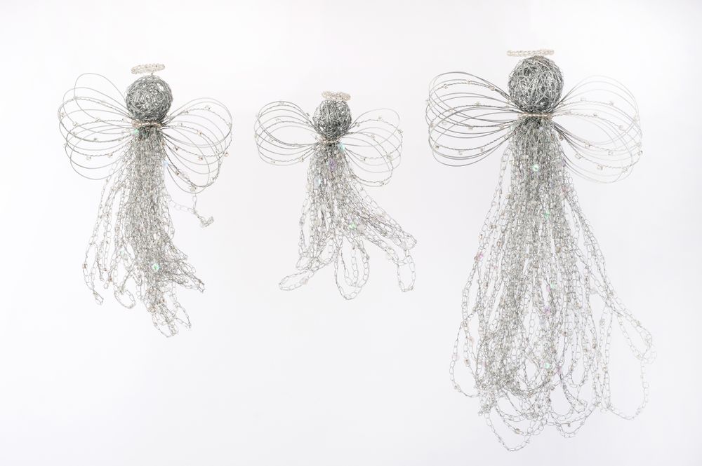 Christmas garlands and baubles - HAND CROCHETED WIRE ANGELS - MAHATSARA