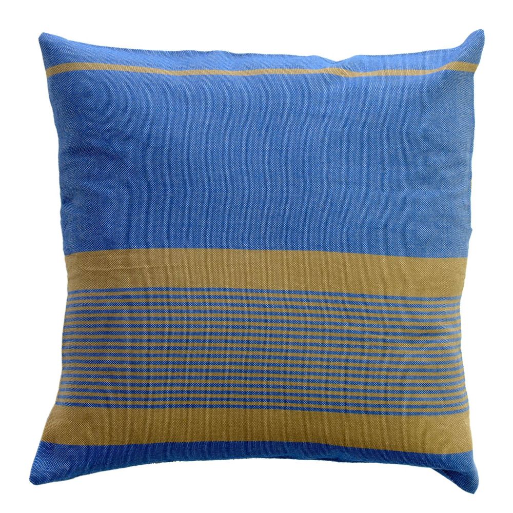 Fabric cushions - Squares cushions 60 x 60cm or 40 x 40cm taupe and blue CB4 - FOUTA FUTEE