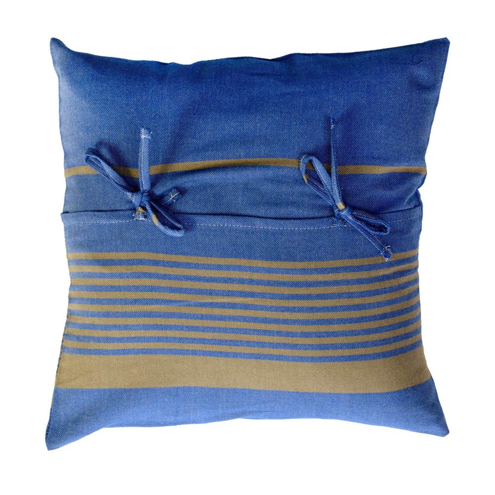 Fabric cushions - Squares cushions 60 x 60cm or 40 x 40cm taupe and blue CB4 - FOUTA FUTEE
