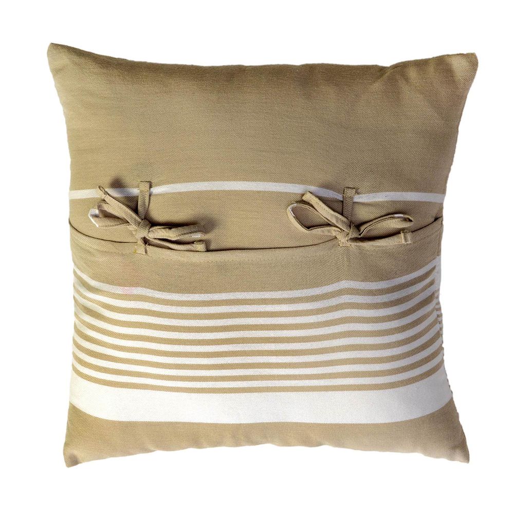 Coussins textile - Coussins carrés 40 x 40 cm et 60 x 60 cm rayé beige et blanc - CB3 - FOUTA FUTEE