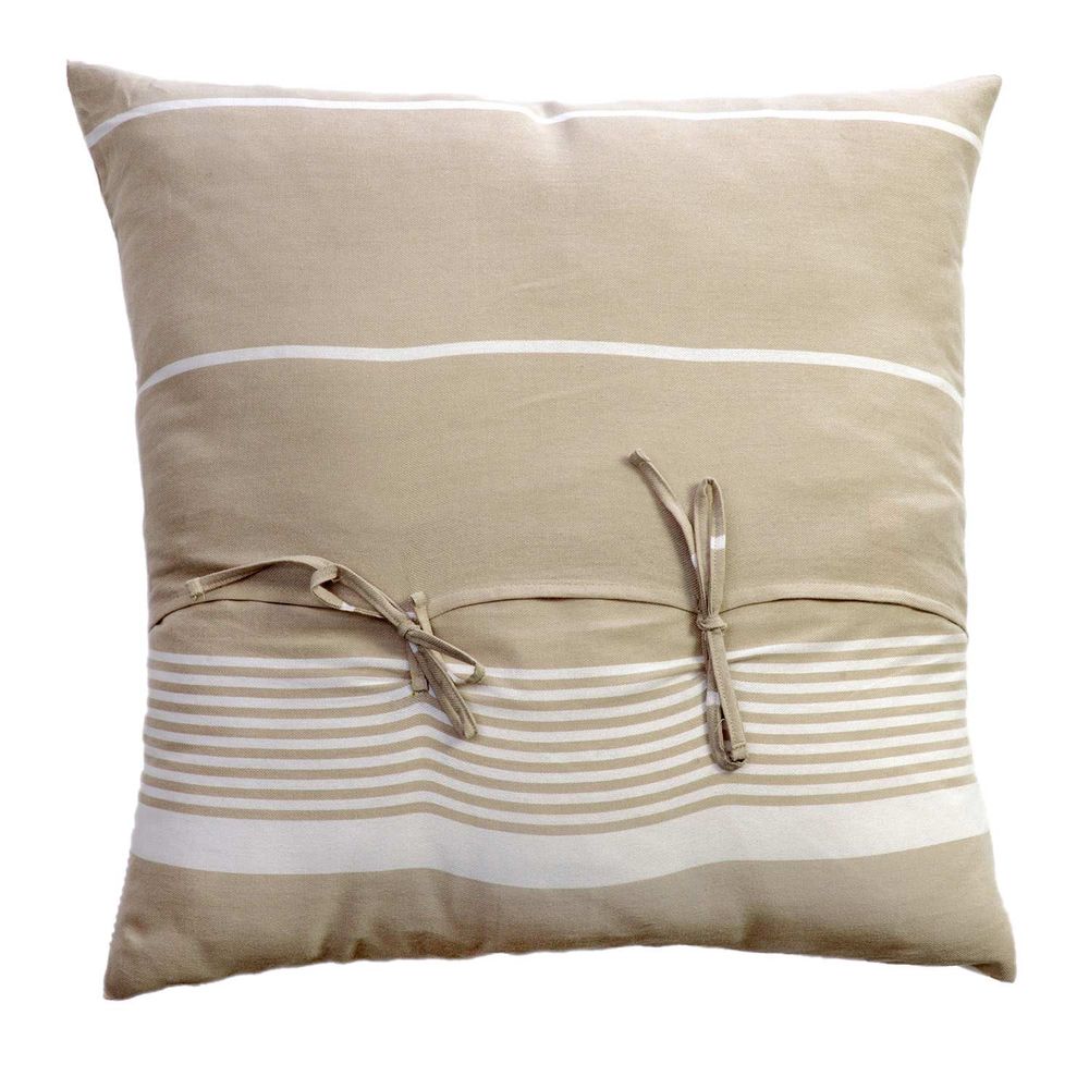 Coussins textile - Coussins carrés 40 x 40 cm et 60 x 60 cm rayé beige et blanc - CB3 - FOUTA FUTEE