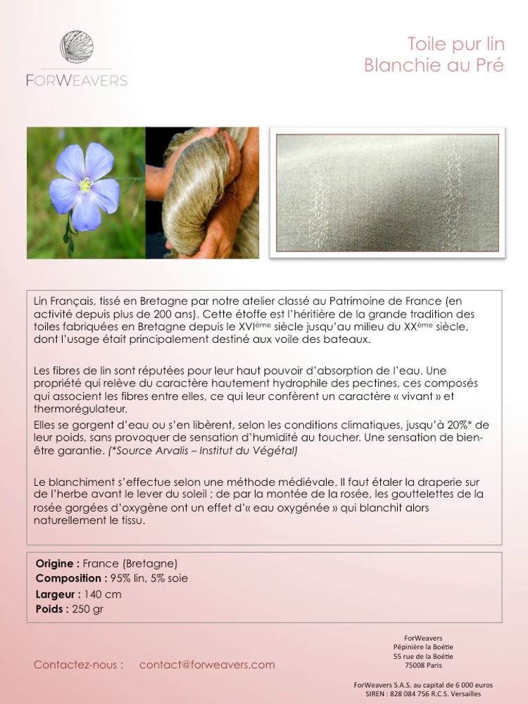 Fabrics - Pure Linen Fabrics Whitened on a Meadow - FORWEAVERS