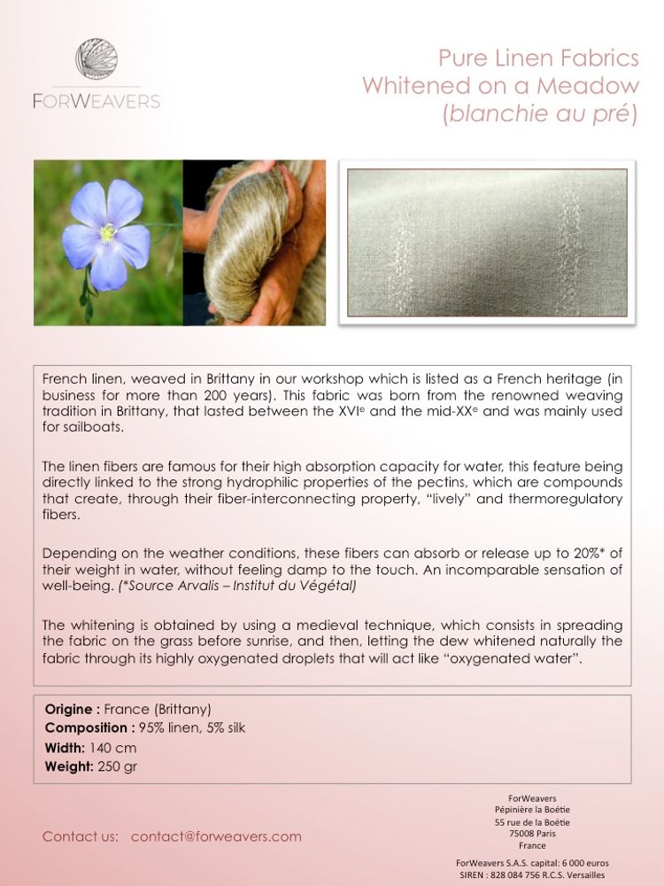 Fabrics - Pure Linen Fabrics Whitened on a Meadow - FORWEAVERS