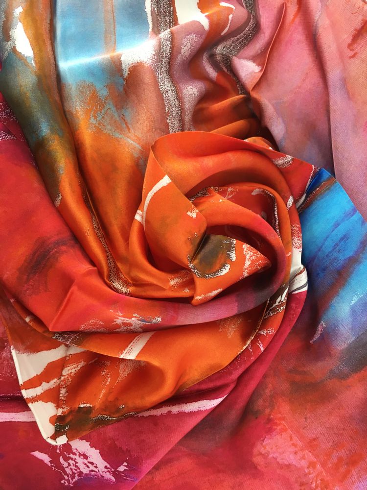 Foulards et écharpes - Foulard 100% Soie/JE Artist Abstract Colour Silk Scarf - JOURNEY TO THE EAST ART GALLERY