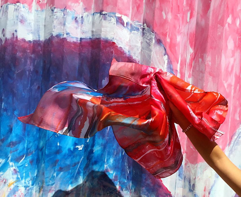 Foulards et écharpes - Foulard 100% Soie/JE Artist Abstract Colour Silk Scarf - JOURNEY TO THE EAST ART GALLERY