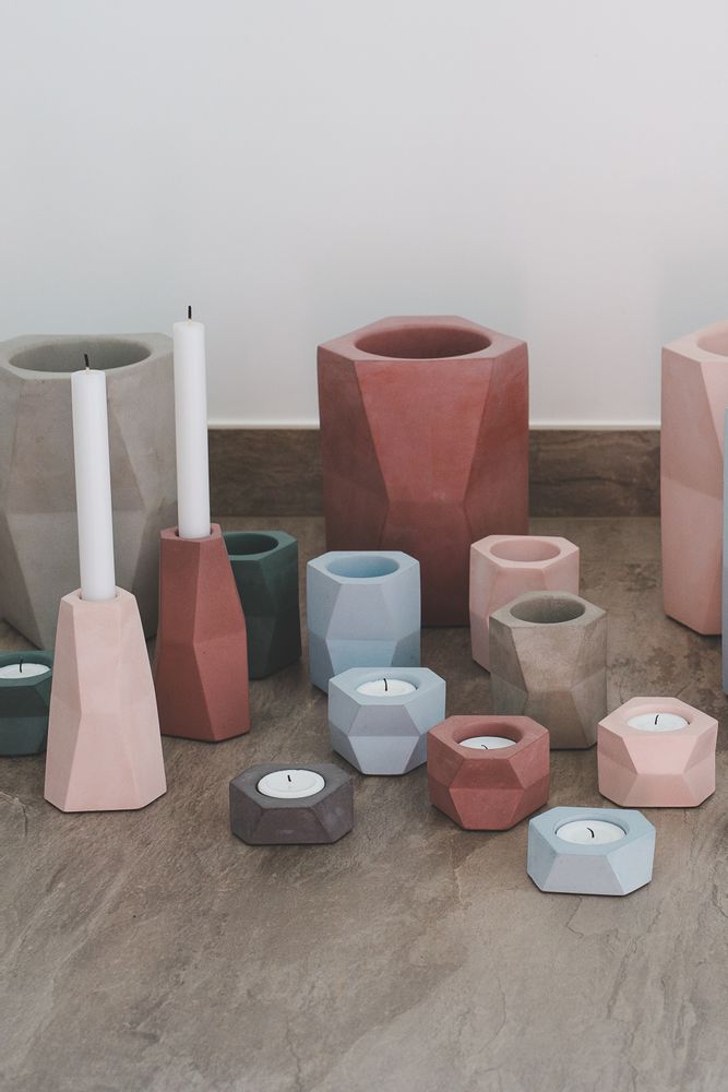 Design objects - Facet & Terrazzo | T-light _ Flowerpot _ Candle holder_ Wine Cooler - ATELIER PIERRE