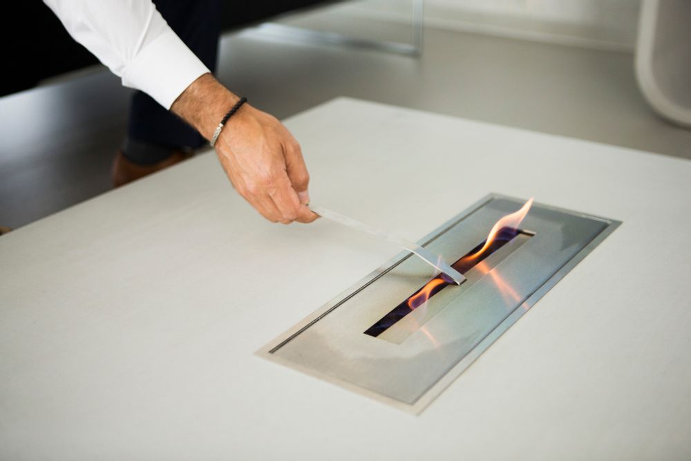 Tables basses - TABULA IGNIS Table de salon en béton avec ou sans cheminée éthanol - CO33 EXKLUSIVE BETONMÖBEL
