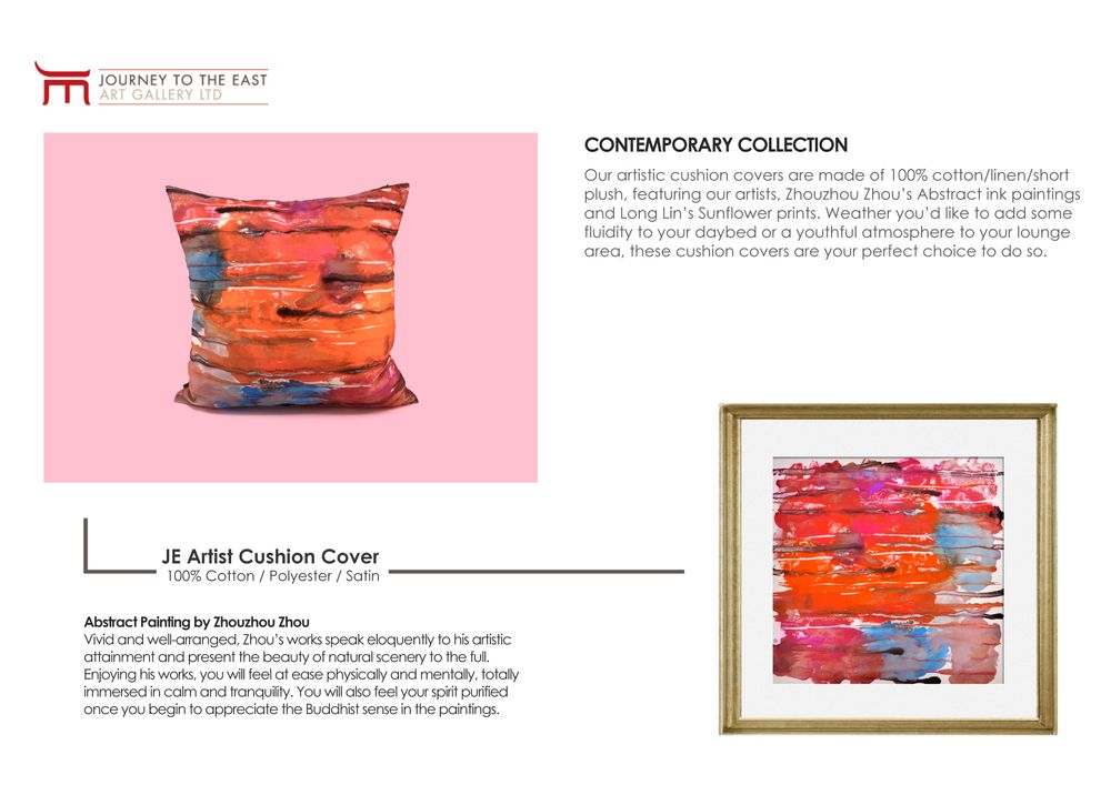 Coussins textile - JE Artist Cushion Cover / Coussin 100% Cotton - JOURNEY TO THE EAST ART GALLERY