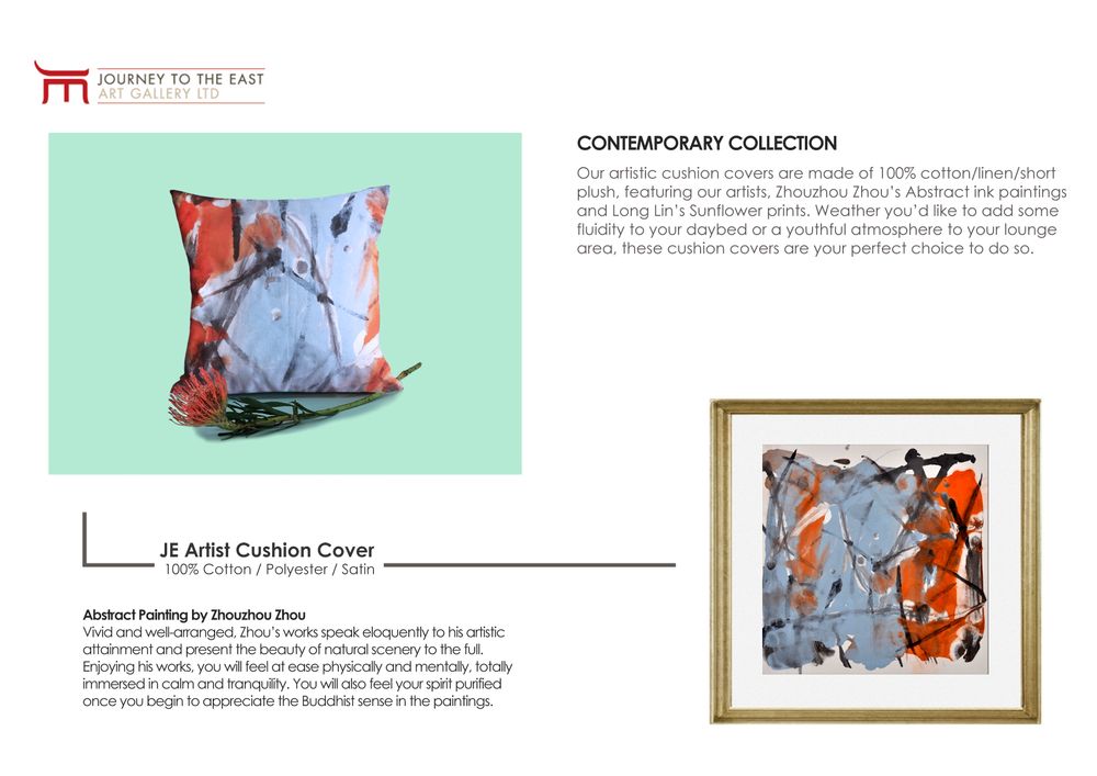 Coussins textile - JE Artist Cushion Cover / Coussin 100% Cotton - JOURNEY TO THE EAST ART GALLERY