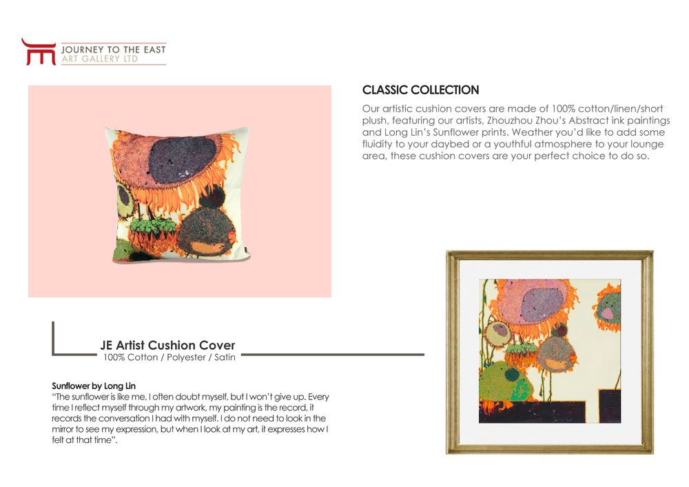 Coussins textile - JE Artist Cushion Cover / Coussin 100% Cotton - JOURNEY TO THE EAST ART GALLERY