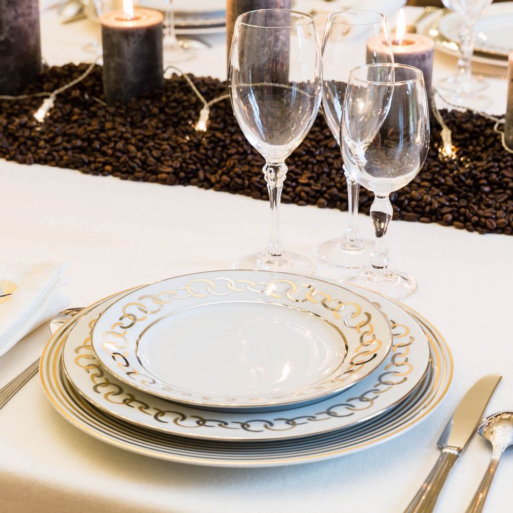 Assiettes de réception - Marry Me - Assiette de Présentation en Porcelaine Décor Or 24k et Platine - THECOCOONALIST