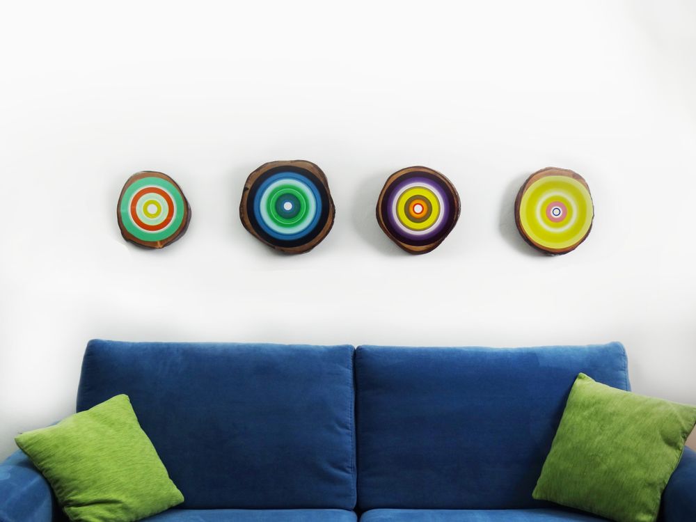 Autres décorations murales - Tranche en bois peinte - COLORAME