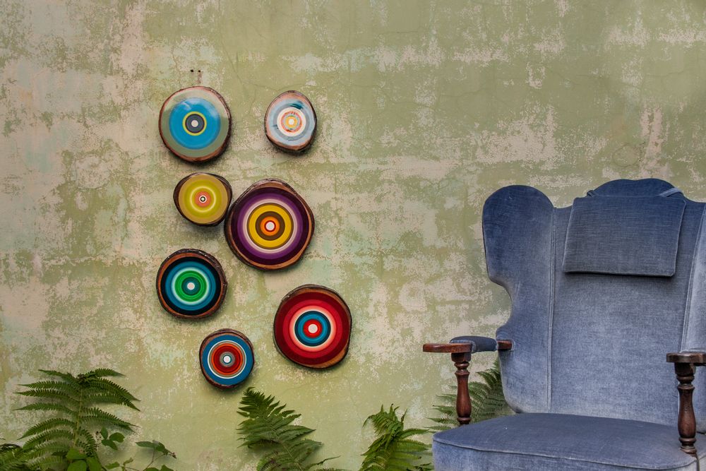 Autres décorations murales - Tranche en bois peinte - COLORAME