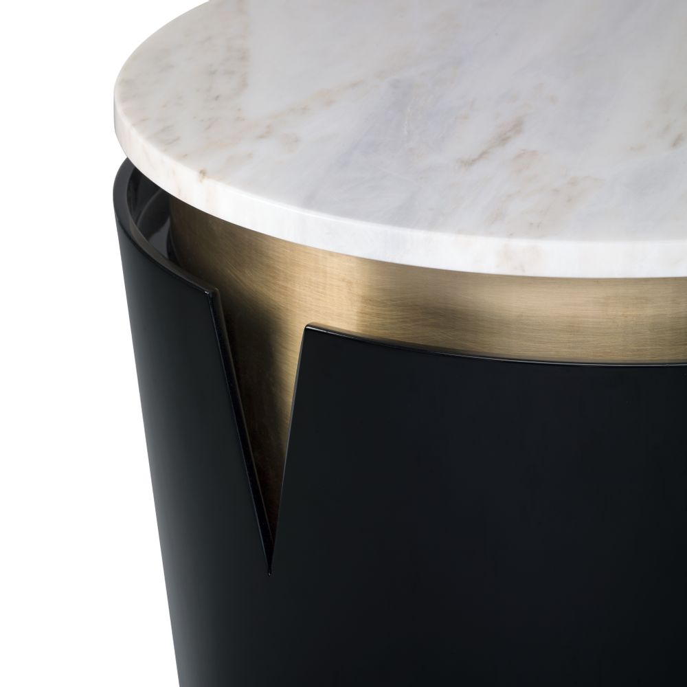 Tables basses - Table d'appoint Moon avec Plateau En Onyx Blanc Et Détails En Laiton Brossé - DUISTT