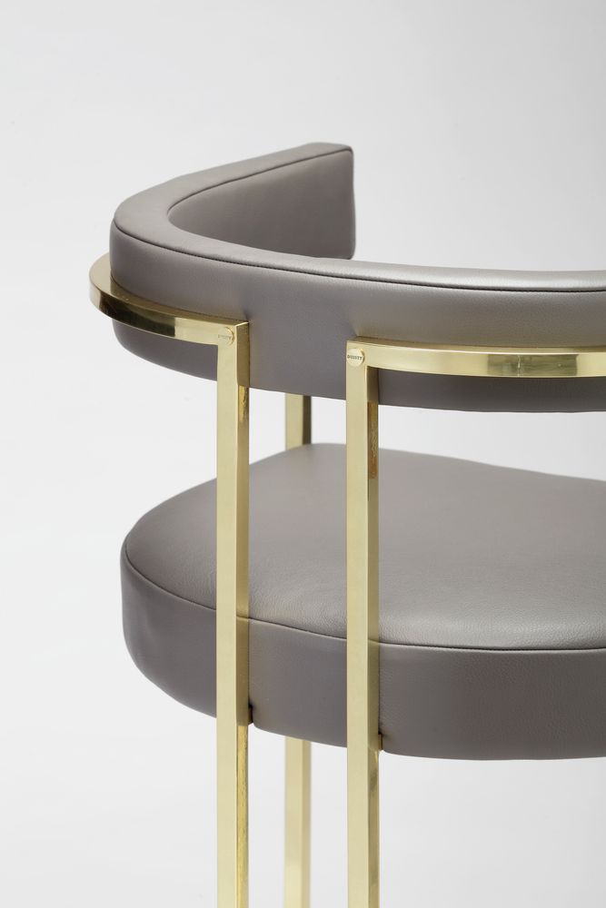 Tabourets pour collectivités - Tabouret de Bar Julius En Cuir Ciré Naturel et Structure en Laiton - DUISTT