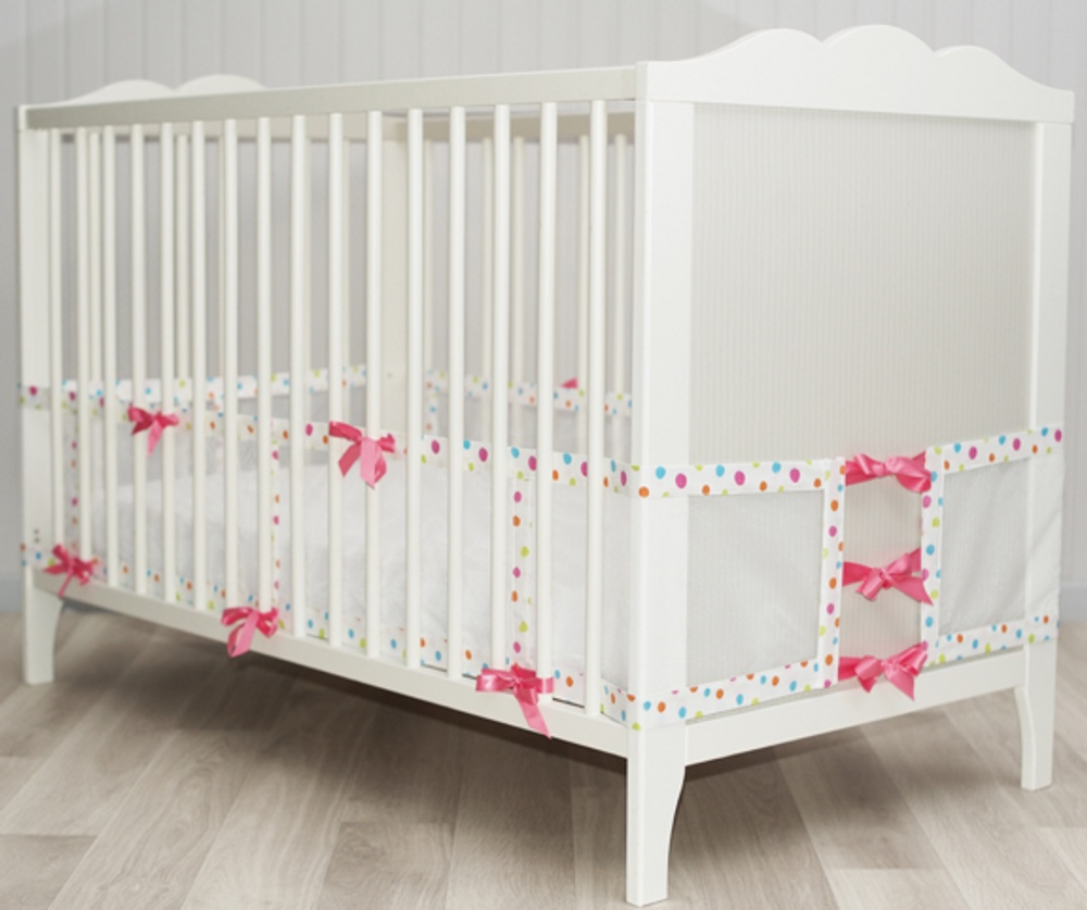 Childcare  accessories - La Barrière à Sucettes® - Pois Multicolores Rubans Roses - BÉBÉ LUCIOLE