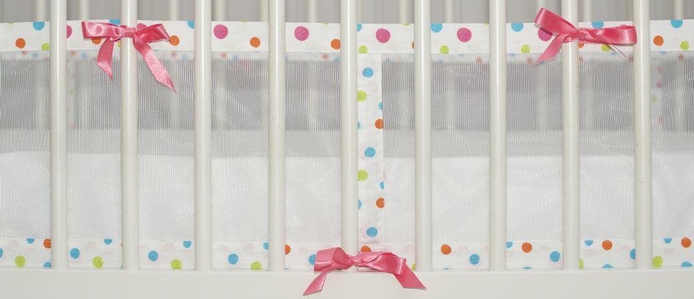 Childcare  accessories - La Barrière à Sucettes® - Pois Multicolores Rubans Roses - BÉBÉ LUCIOLE