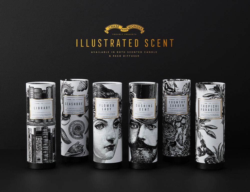 Diffuseurs de parfums - Illustrated Scent Luxury Reed Diffusers - CHASE AND WONDER