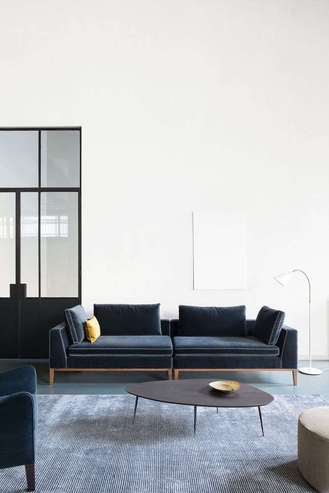 Sofas - Virginia Sofa in Dark Navy Velvet - MARIE'S CORNER
