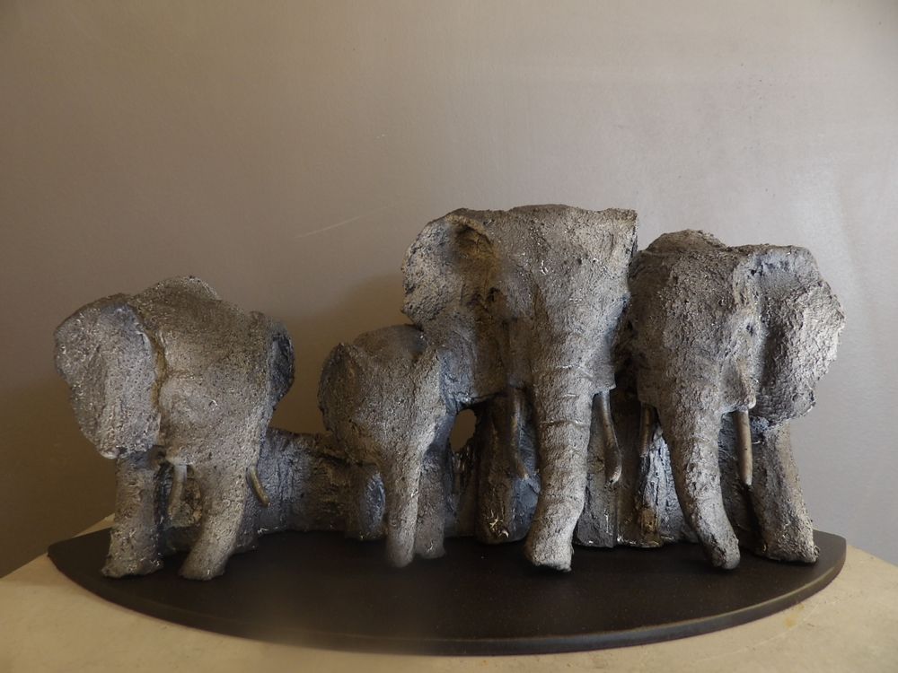 Sculptures, statuettes et miniatures - troupeau d'éléphant - CHARTIER SEBASTIEN