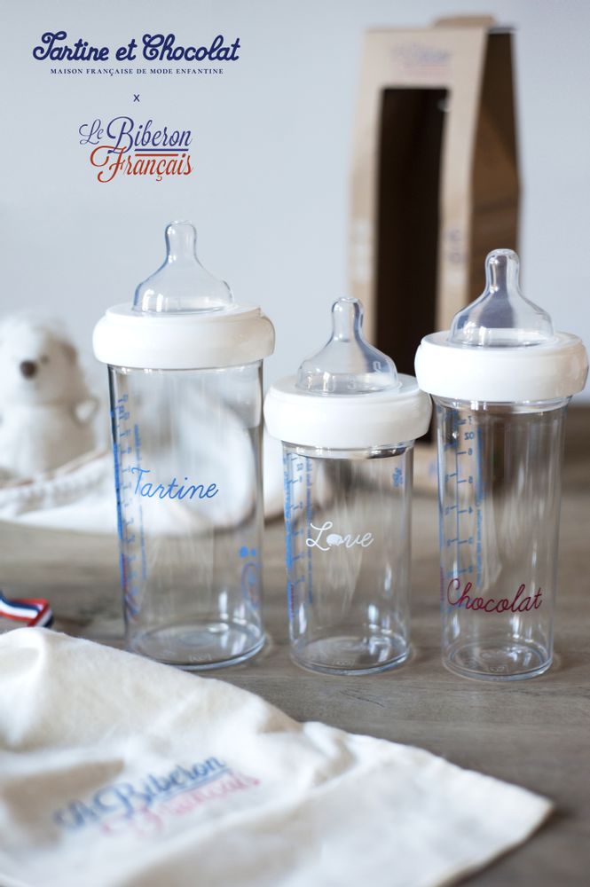 Children's mealtime - 3 multi-stage feeding bottles, "Tartine et chocolat" - LE BIBERON FRANCAIS