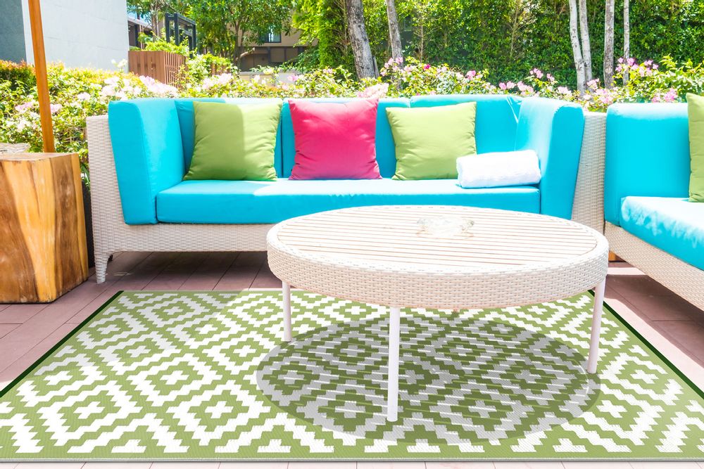 Tapis contemporains -  Nirvana Tapis jaune Blanc - OUTDOOR RUGS / TAPIS D' EXTERIEUR