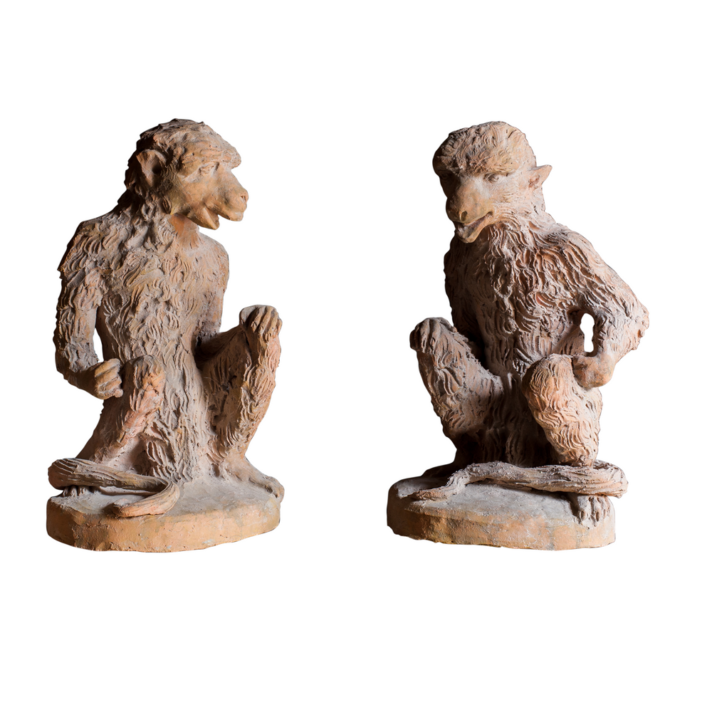 Sculptures, statuettes and miniatures - TERRACOTTA MONKEYS RIGHT & LEFT - ELUSIO