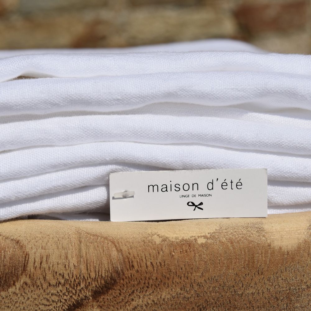 Fabrics - THICK WHITE WASHED LINEN FABRIC. - MAISON D'ÉTÉ