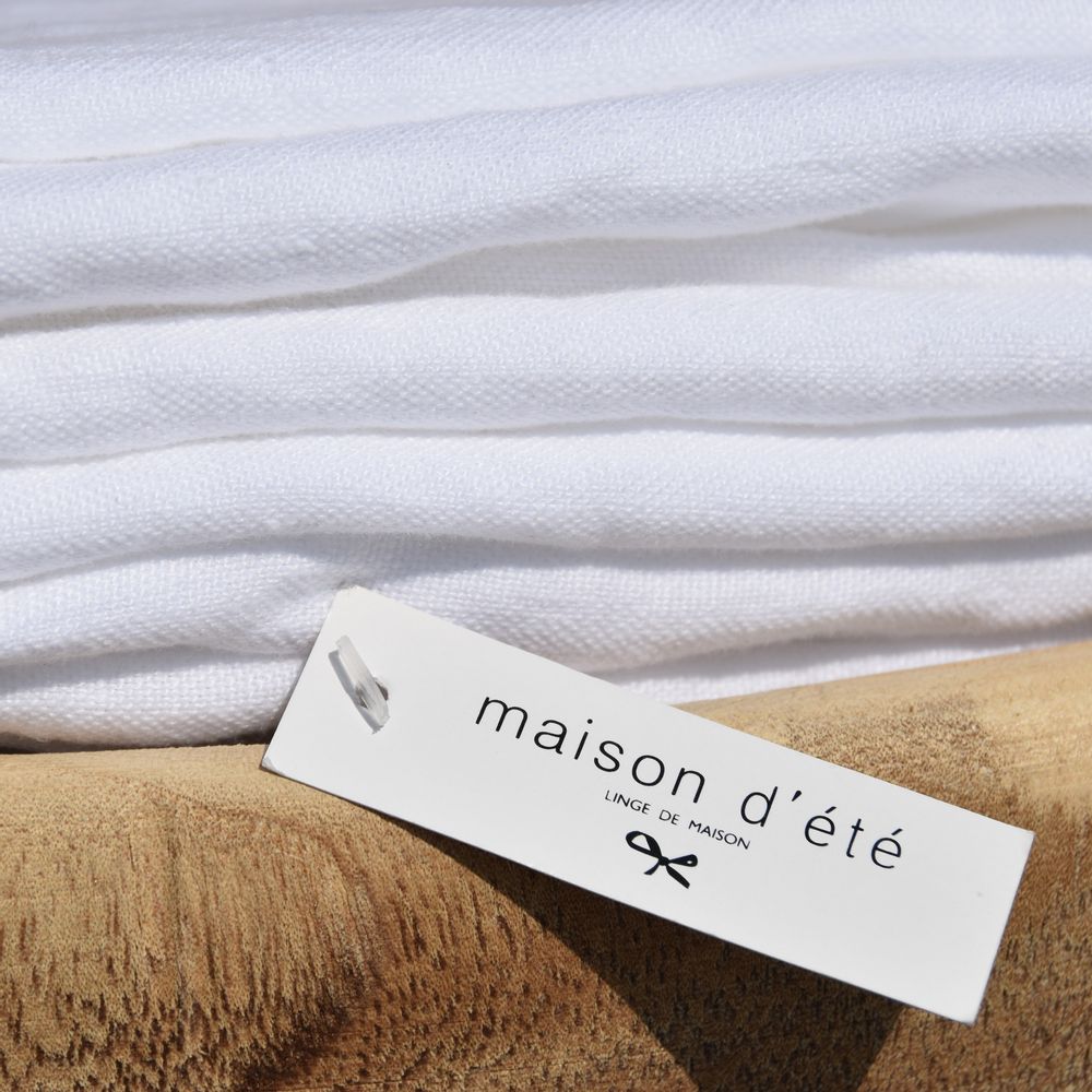 Fabrics - THICK WHITE WASHED LINEN FABRIC. - MAISON D'ÉTÉ