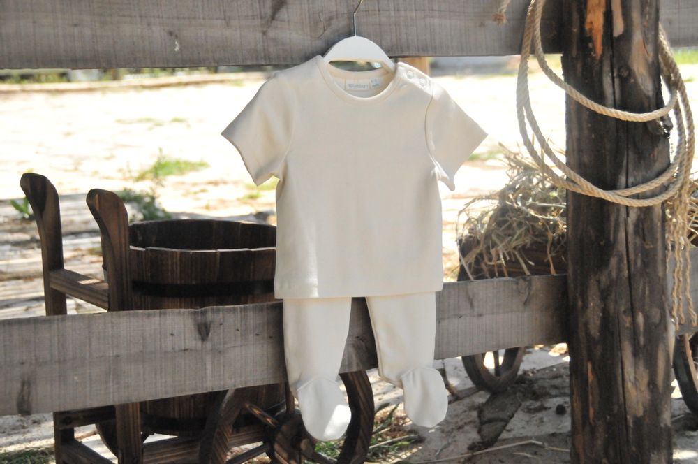 Homewear - Organic Cotton Baby Footed Pants - NATURABORN