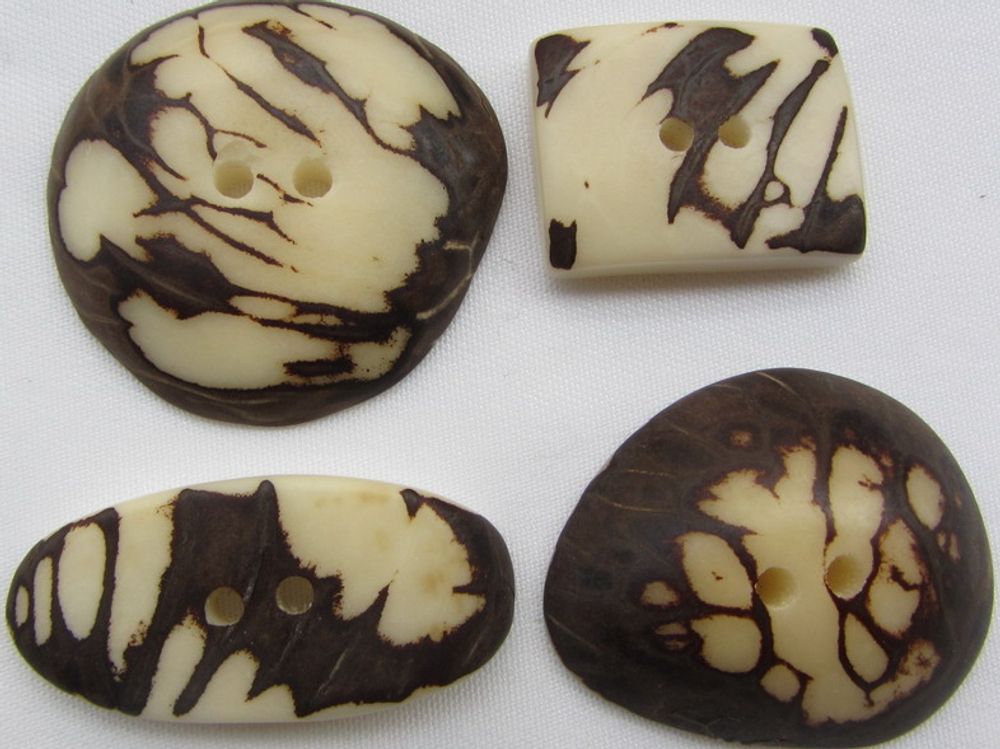 Quincaillerie d'art - Boutons zébrés en ivoire végétal-Tagua - TIERRATAGUA & CREATIERRA