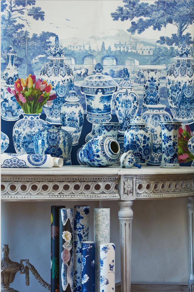 Upholstery fabrics - Nicolette Mayer- Royal Delft Grasscloth Wallpaper, Fabric, Soft Goods - DO NOT USE _ THE NICOLETTE MAYER COLLECTION