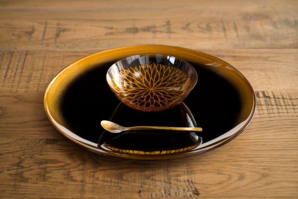 Art glass - Tsukinowa plate L - HYAKUSHIKI