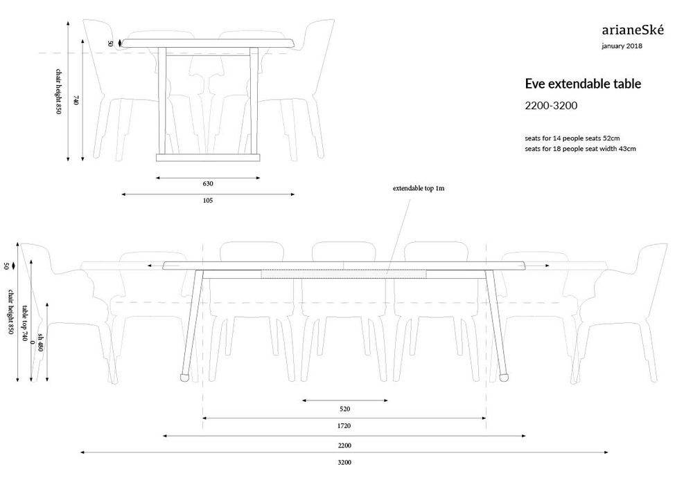 Kitchens furniture - Eve table - ARIANESKÉ