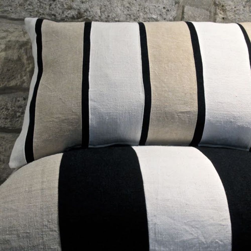 Coussins textile - CHARBON coussin lin et chanvre ancien - OXYMORE PARIS