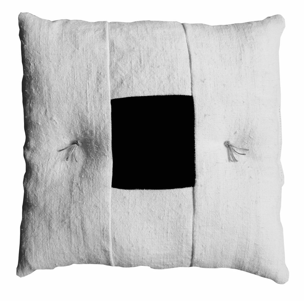 Coussins textile - CHARBON coussin matelassé lin et chanvre anciens - OXYMORE PARIS