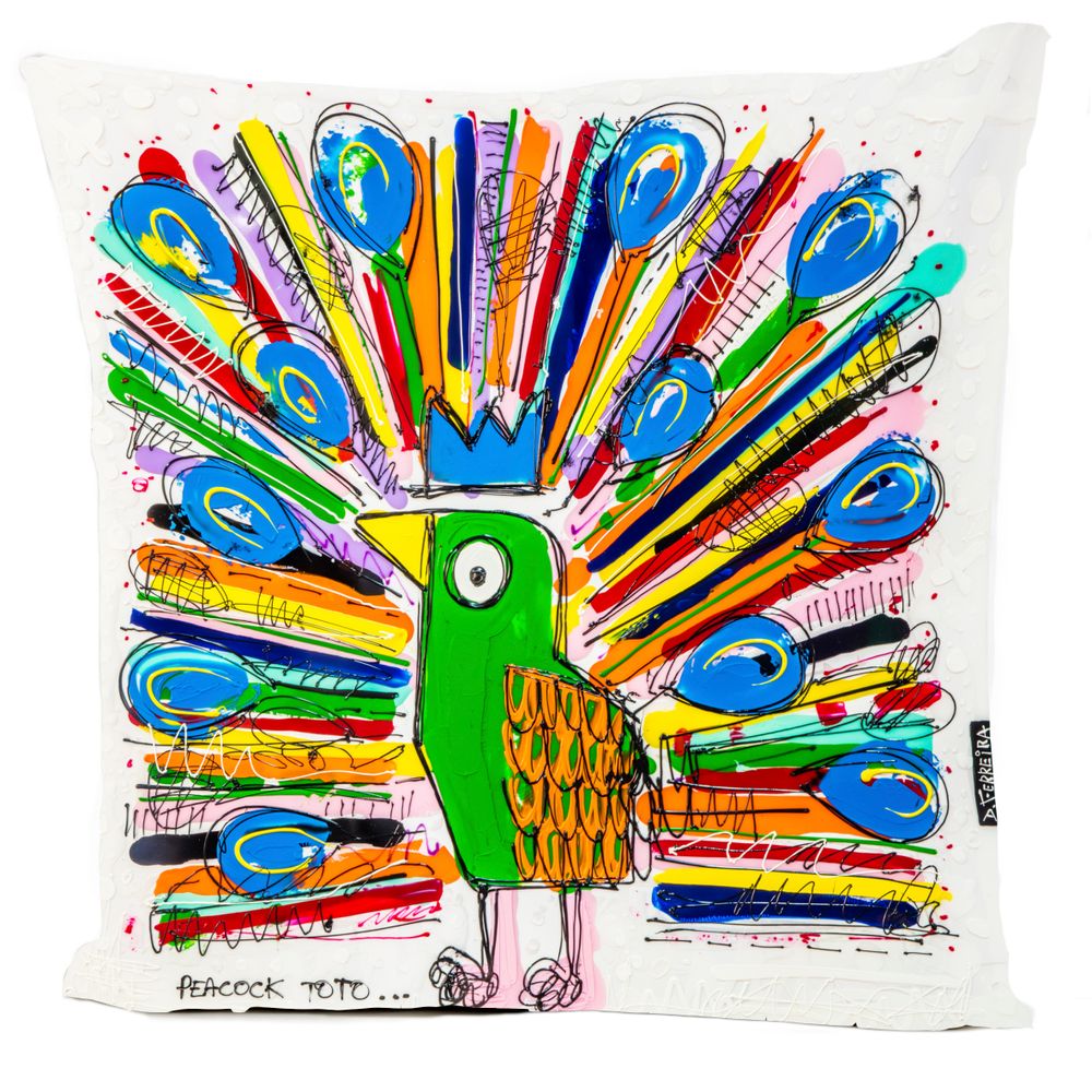 Fabric cushions - Pillow PEACOCK TOTO by David FERREIRA - ARTPILO