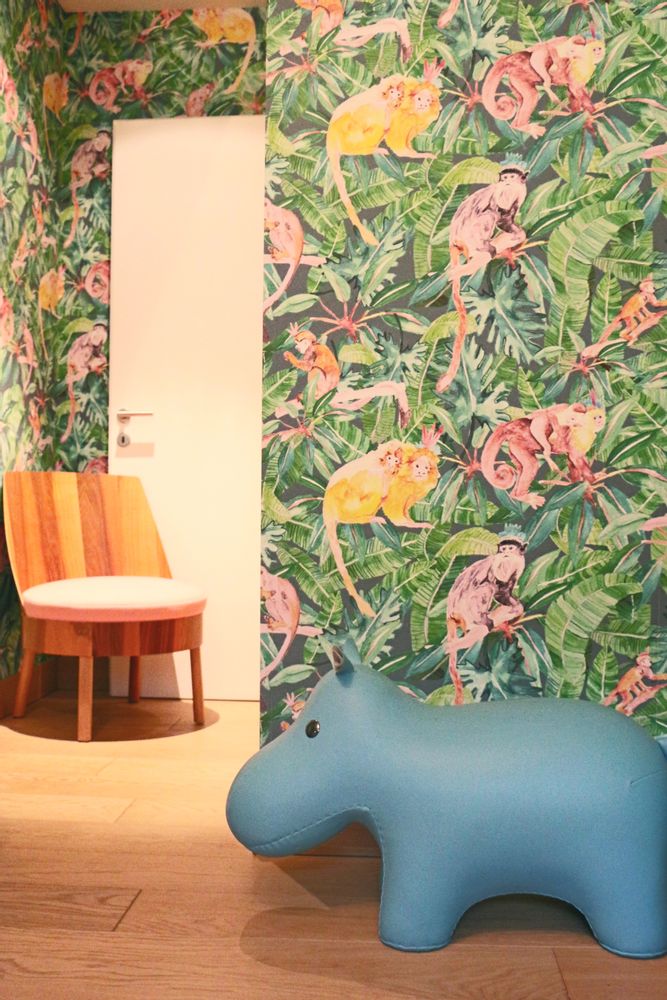 Children's bedrooms - Tribu Wallpaper - Yellow Monkeys - KARIOKAS
