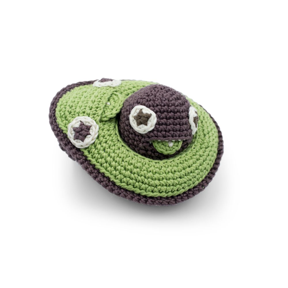 Gifts - MOMMY AVOCADO AND HER BABY STONE - BABY RATTLE 100% ORGANIC COTON - MYUM - THE VEGGY TOYS
