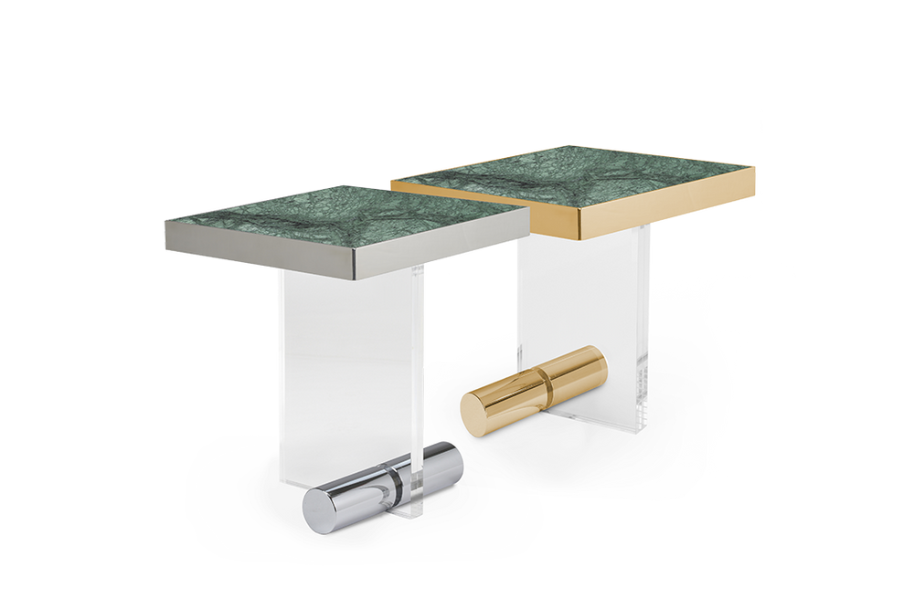 Coffee tables - KANDINSKY | Side Table Square Acrylic - Nero Marquina - OIA DESIGN