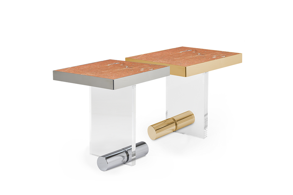 Coffee tables - KANDINSKY | Side Table Square Acrylic - Nero Marquina - OIA DESIGN