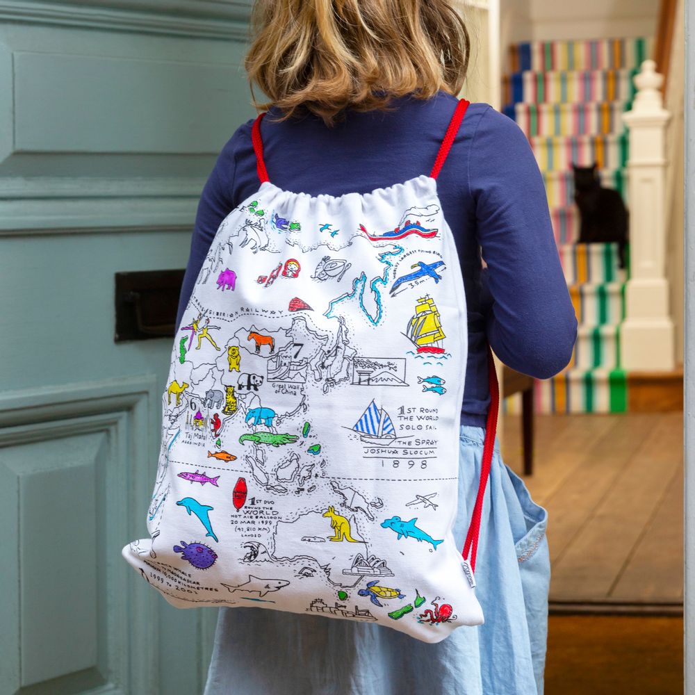 Sacs et cartables enfants - Sac à dos à colorier carte du monde - EATSLEEPDOODLE