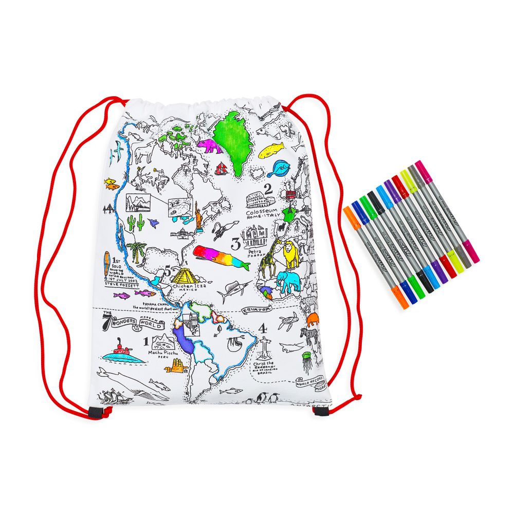 Sacs et cartables enfants - Sac à dos à colorier carte du monde - EATSLEEPDOODLE