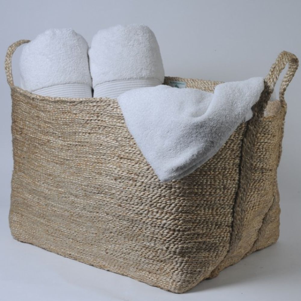 Rangements pour salle de bain - Grand panier rectangulaire en jute - MAISON BENGAL
