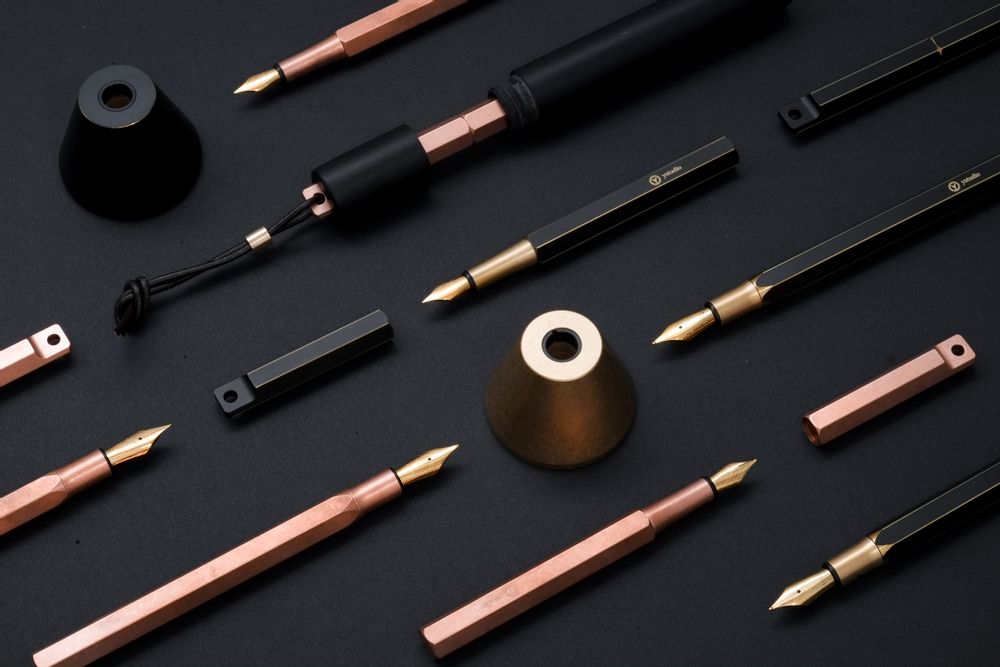 Stylos, feutres et crayons - Stylo plume portable Ystudio _ Laiton - FRESH TAIWAN