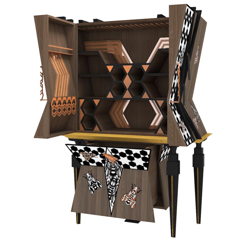 Sideboards - HEX Cabinet Bar A-B - ESTEMPORANEO