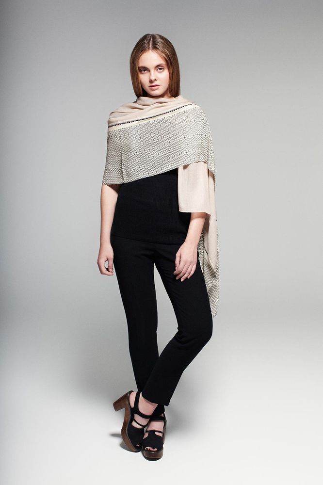 Scarves - Cashmere & silk printed scarf | Najda Champagne Pashmina - FLORENZ