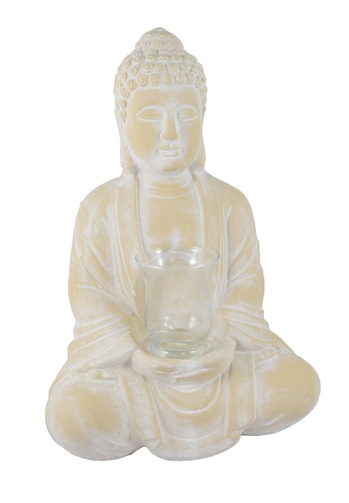 Objets de décoration - Figurine de Bouddha avec bougeoir en verre - CONCORD GMBH